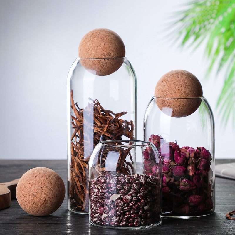 1 SET Storage Ball Jar, Glass Tea Jar, Minimalist Cork Jar