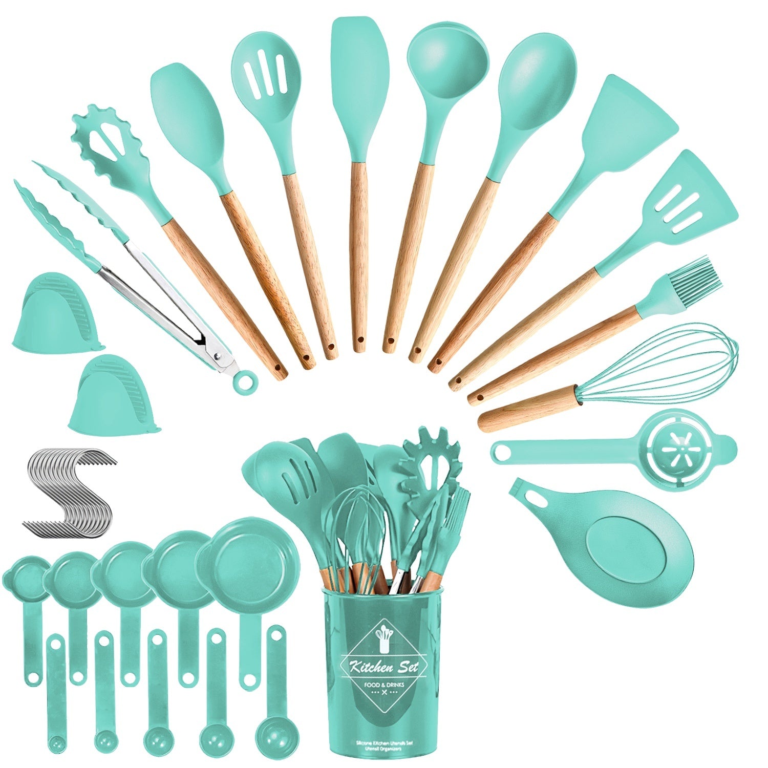 4 Colors Options -- Set Of 35Pcs Kitchen Cooking Utensils Set