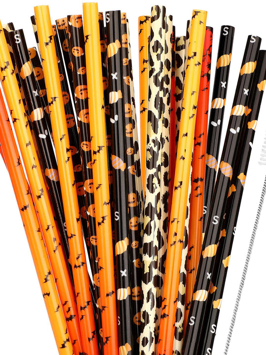 40 Pack Of 9 Inch BPA-Free Halloween Reusable Straws