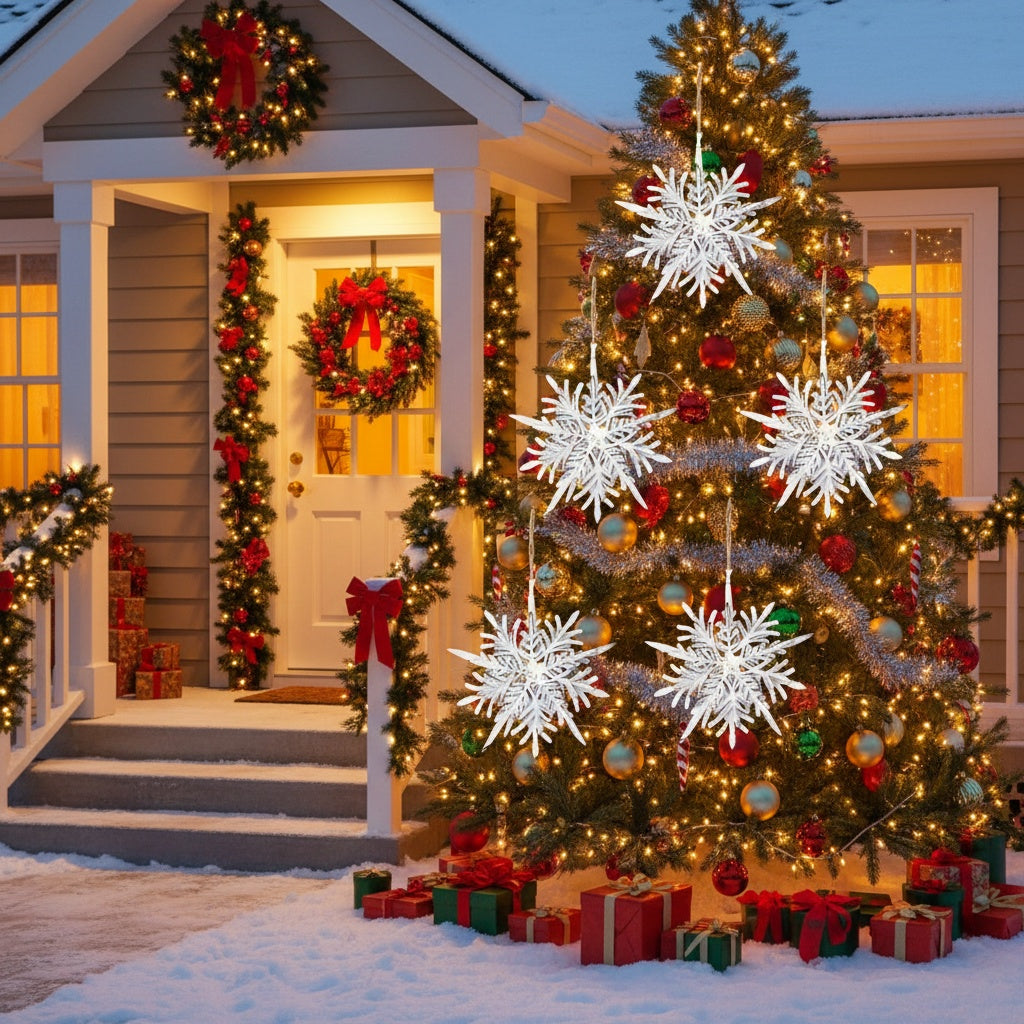 6PCS Set 6.1in Snowflake Christmas Hanging Ornaments Tree