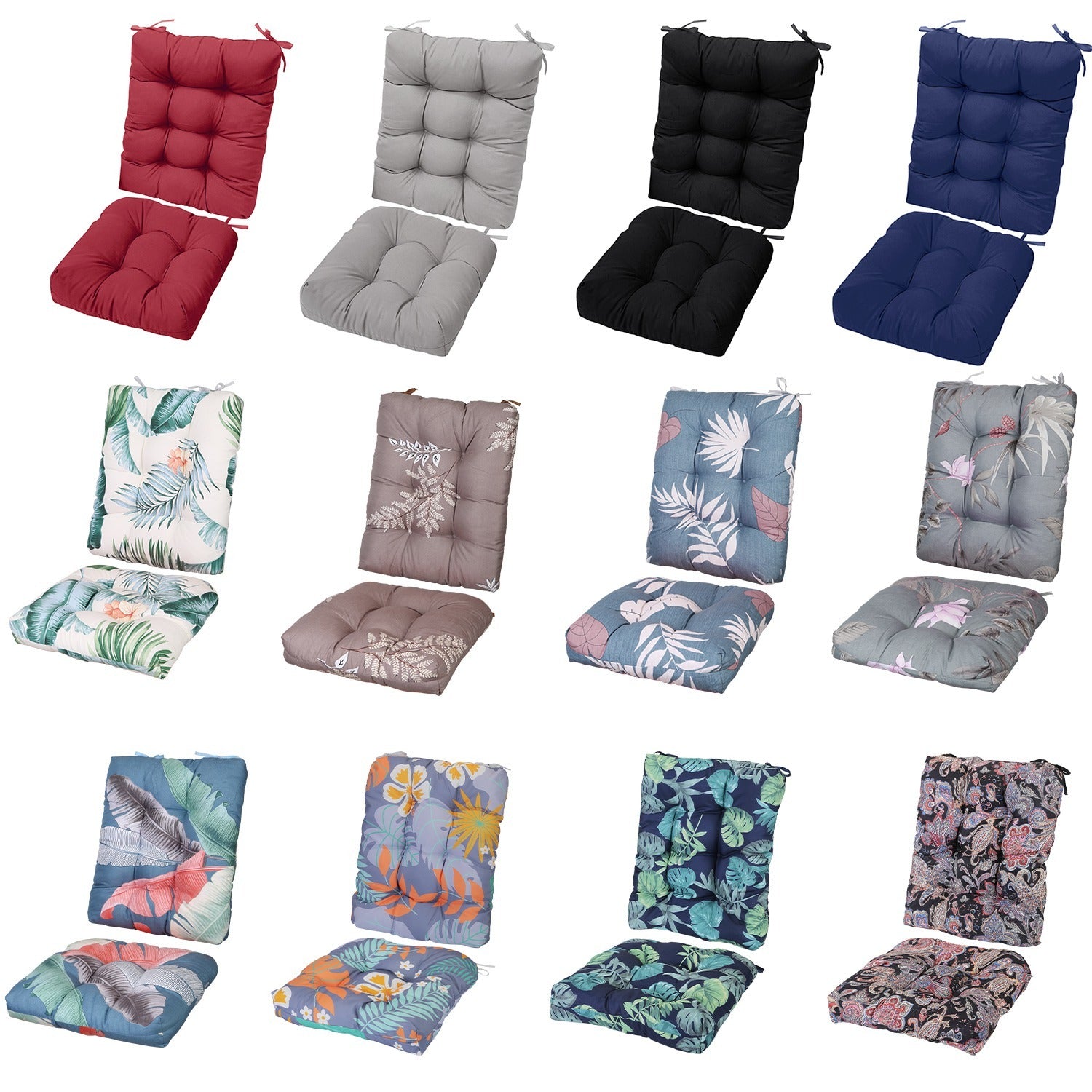 2Pcs Waterproof Rocking Chair Cushion Upper And Lower Back And Seat Sets