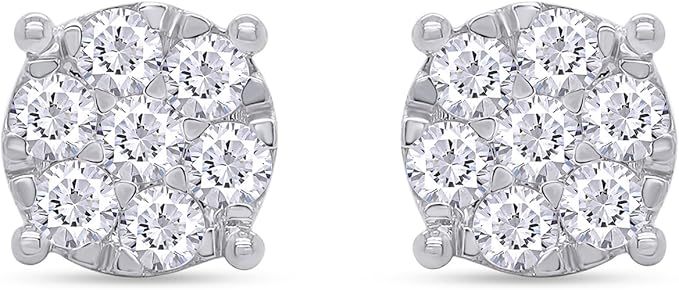 SAVEARTH DIAMONDS Carat Round Cut Lab Created Moissanite Diamond Cluster Stud Earrings