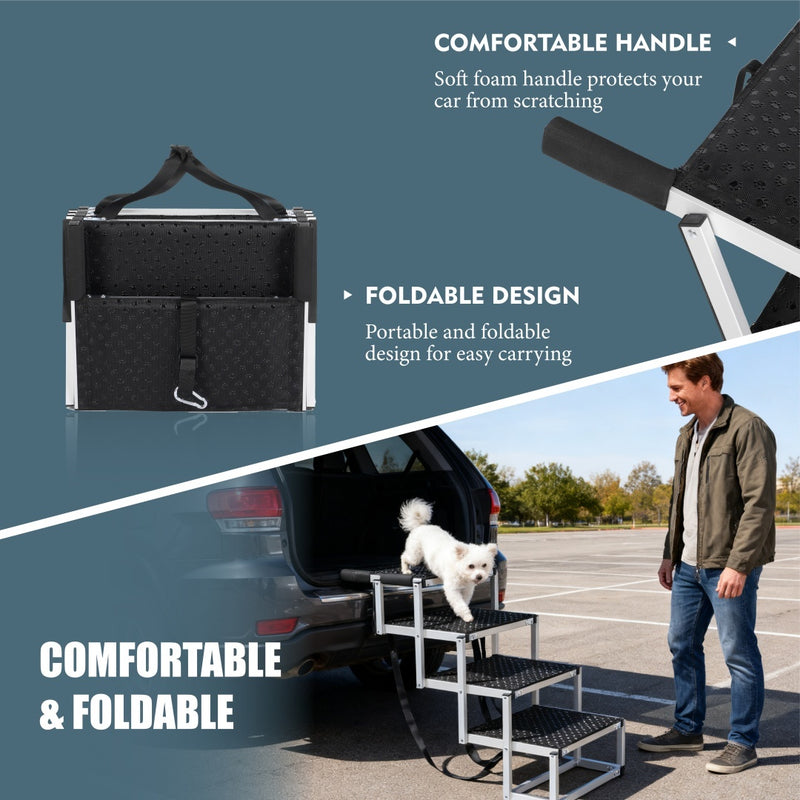 Foldable Dog Ramp For Cars, SUVs, Trucks, Portable Pet Dog Stairs For Large Dogs