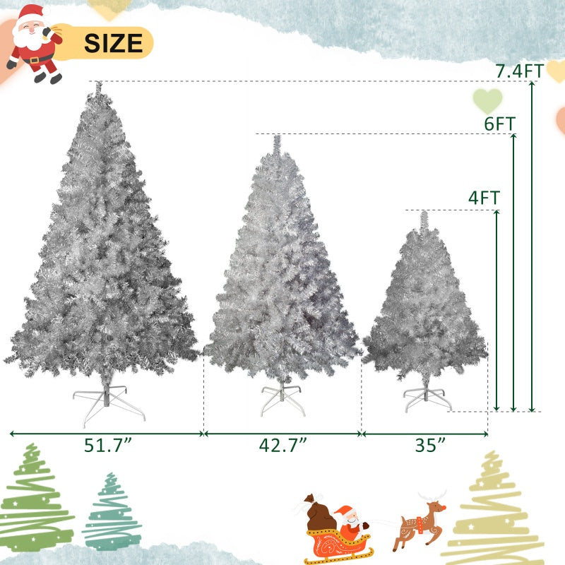 6FT Sliver Pre-Lit Artificial Christmas Tree