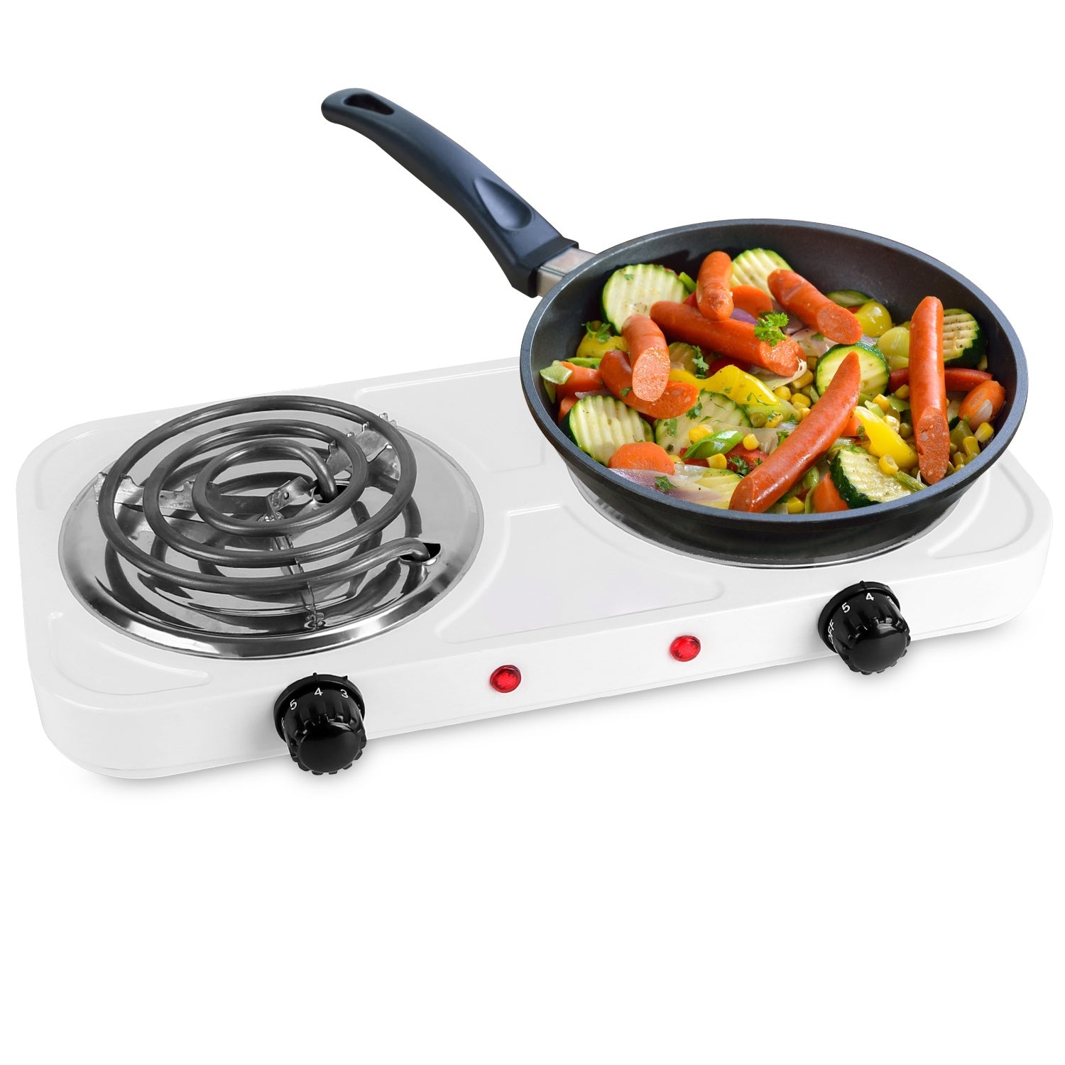 2 Color Options -- 1Pc 2000W Electric Double Burner Portable Coil Heating Hot Plate