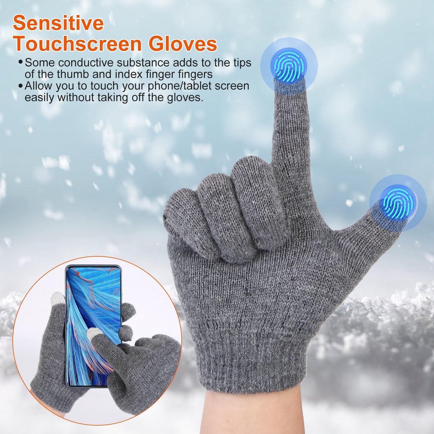 3Pcs Winter Knitted Hat Scarf Gloves Winter