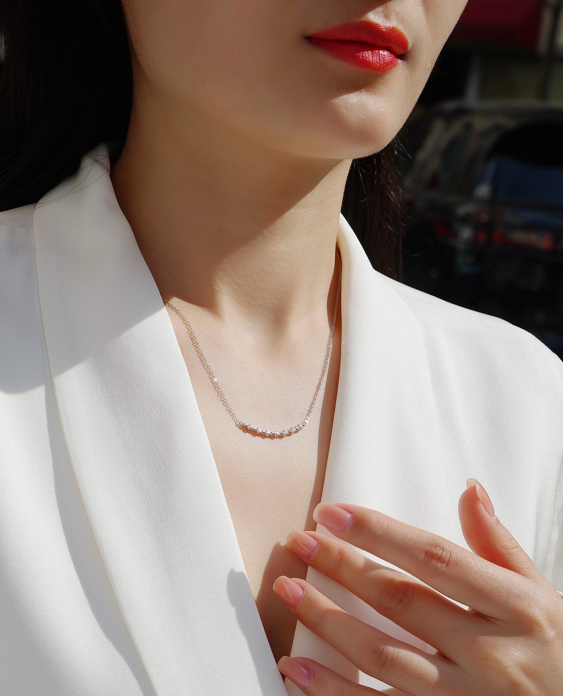 White Moon And Stars - A Fashionable And Luxurious Diamond Jewelry Pendant Set