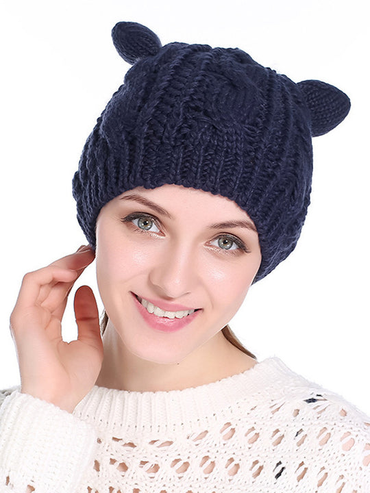 Autumn Winter Cat Ear Knit Beanie