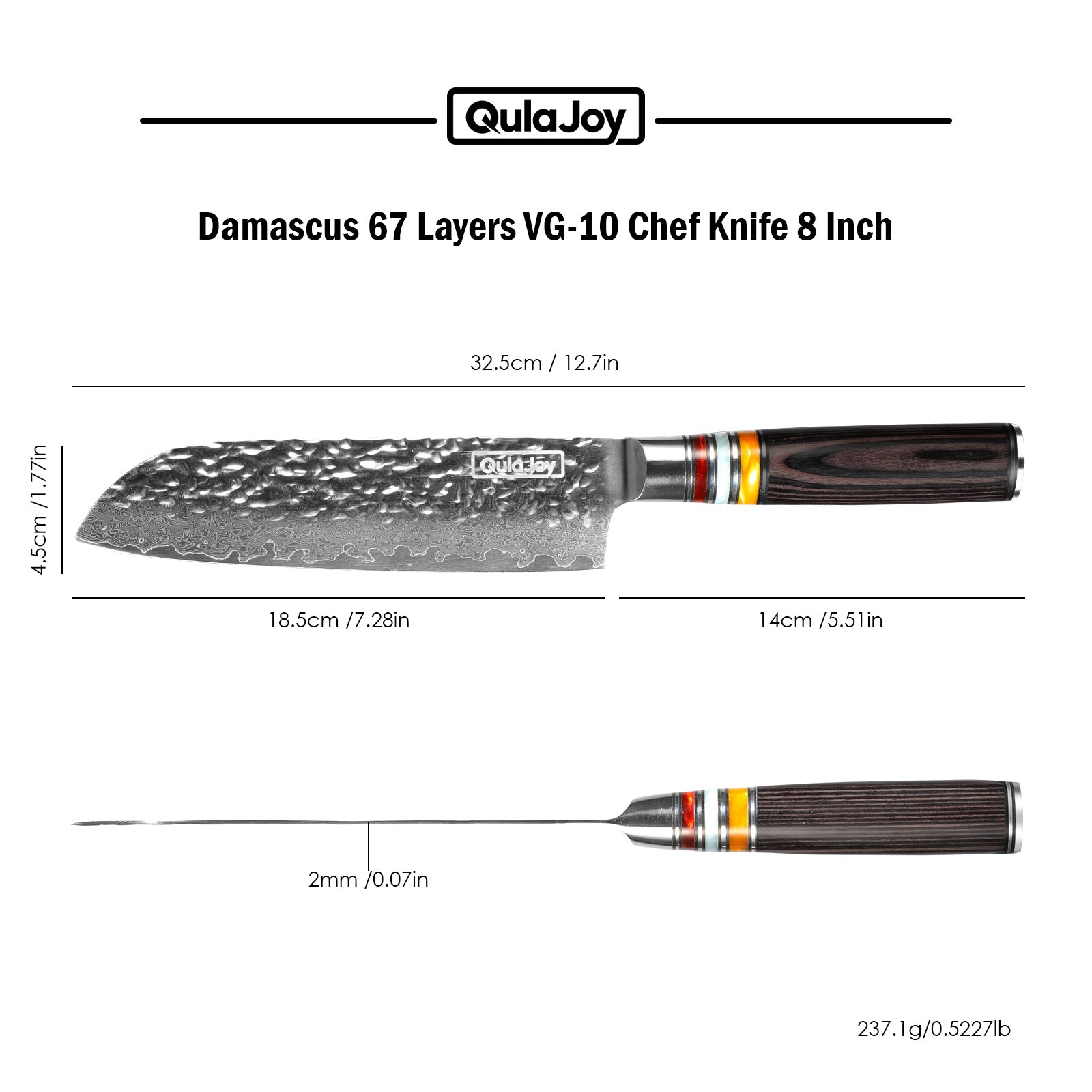 Qulajoy 7 Inch Nakiri Chef Knife