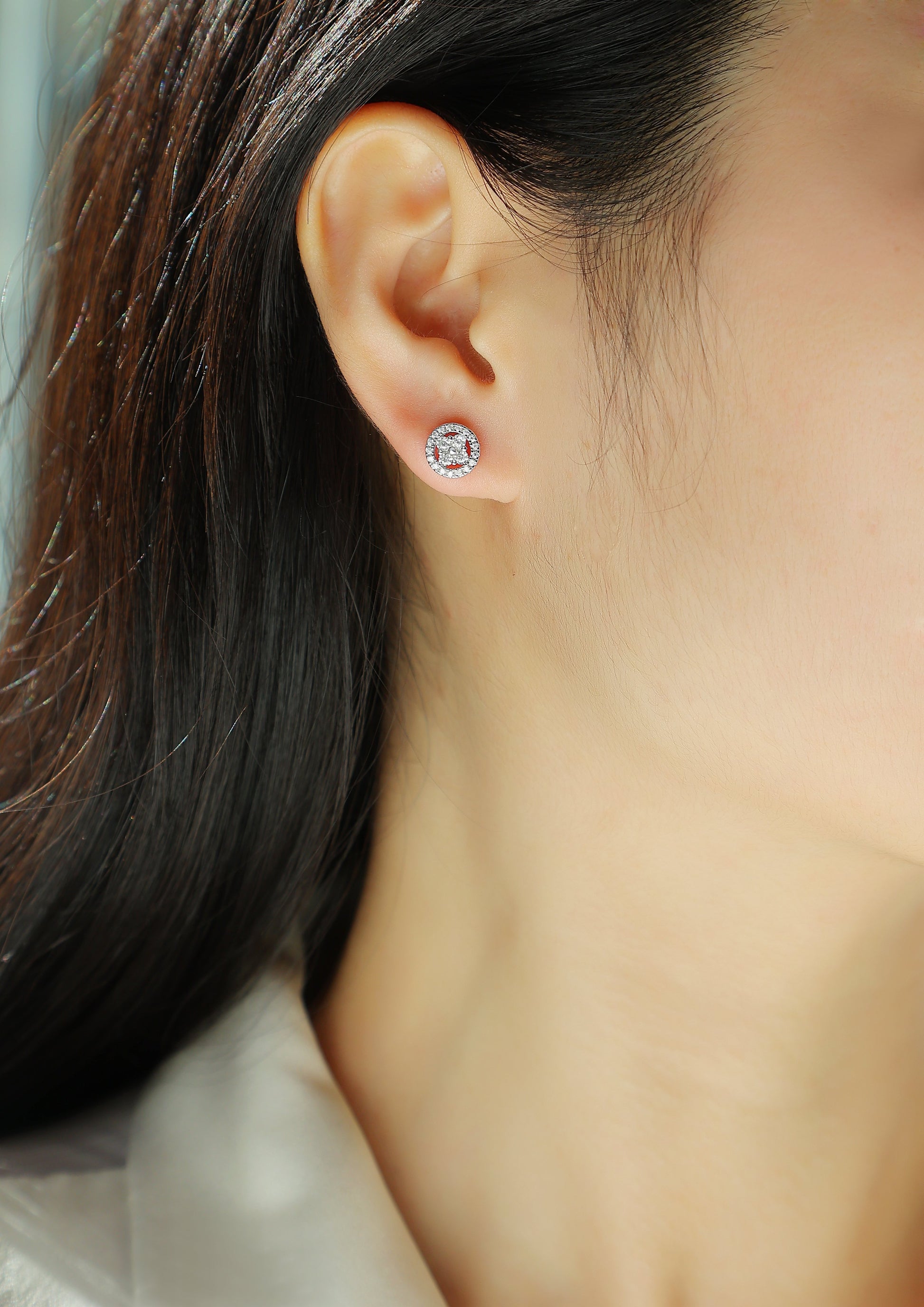 Silver Osmanthus - Fashionable And Luxurious Diamond Jewelry Earrings Set