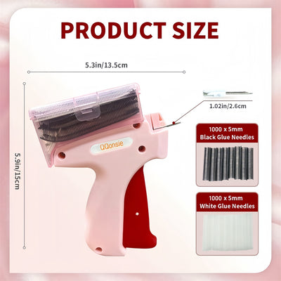 1 Count Handheld Tag Attacher Gun With 5 Counts Needles & 1000pcs Barbs Fasteners