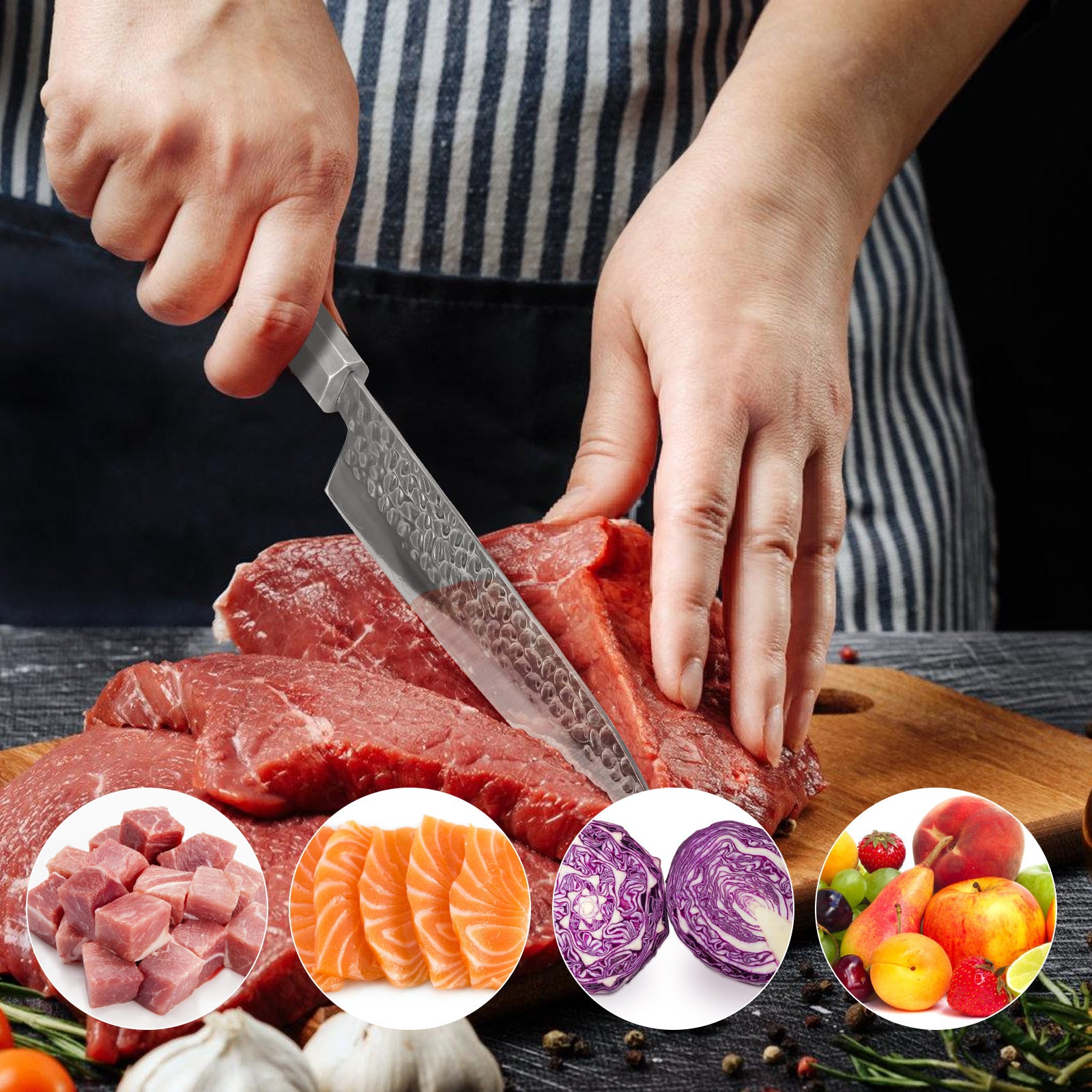 Japanese Chef Knife - 8 Inch Professional Chef's Knife Ultra Sharp Kitchen Knife Japanese 9-Layers VG-10 Clad