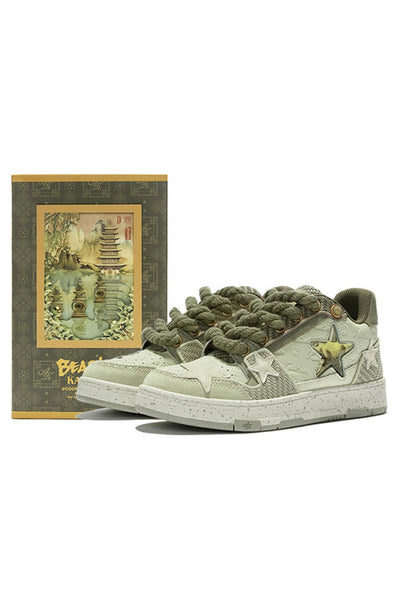 KAALIXTO--Retro Star Sneakers-West Lake Longjing Tea - Unisex