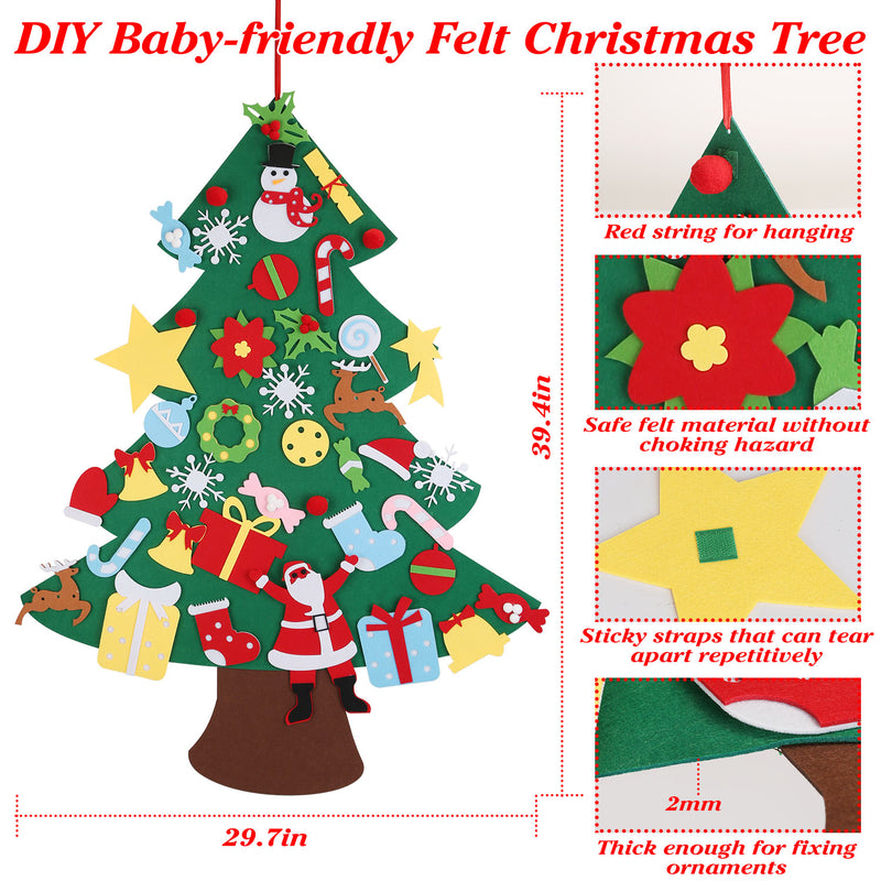 DIY Felt Christmas Tree 41Pcs Detachable Ornaments For Kids