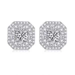 Large Diamond Set With Moissanite Silver Earrings Luxury Fashion Diamond Stud Earrings