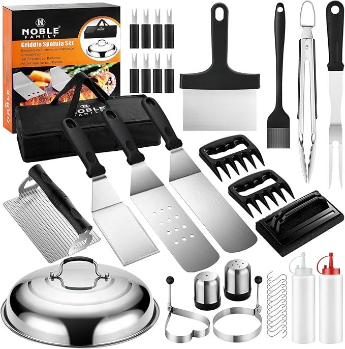 37PC Flat Top Grill Accessories Set - Must Have for Your Outdoor with Professional Griddle Spatula
