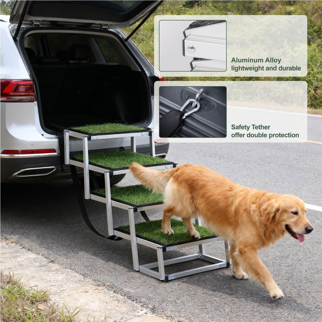 Foldable Dog Ramp For Cars, SUVs, Trucks, Portable Pet Dog Stairs For Large Dogs
