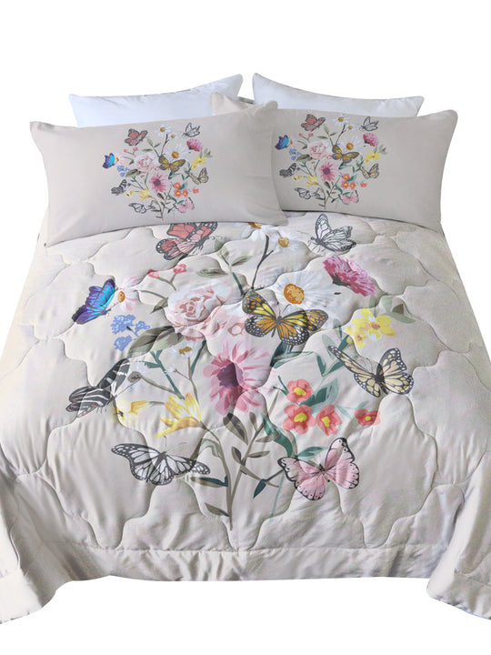 Butterfly Flower Comforter Light Pink Bedding Sets