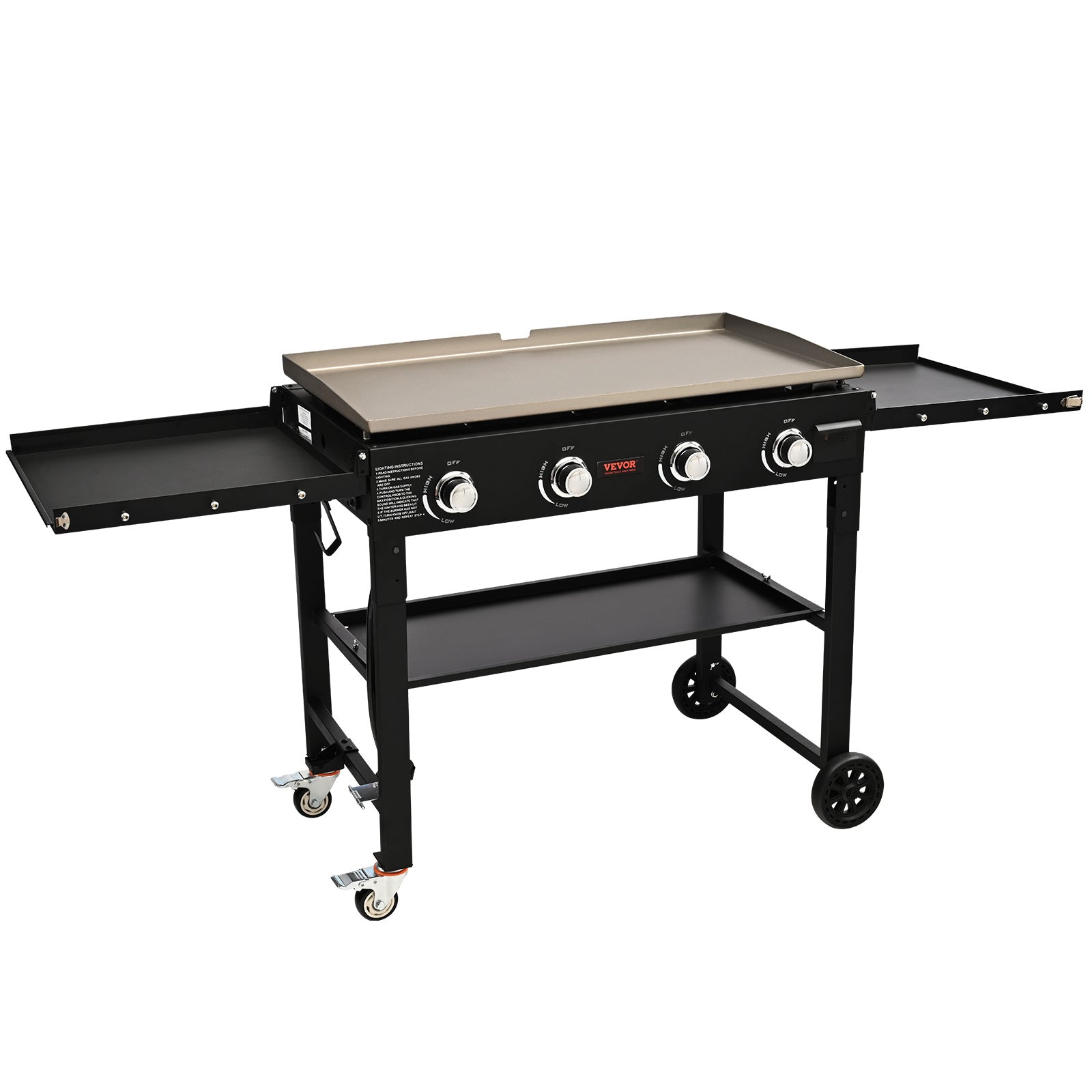 Commercial Griddle On Cart, 36' Heavy Duty Manual Flat Top Griddle