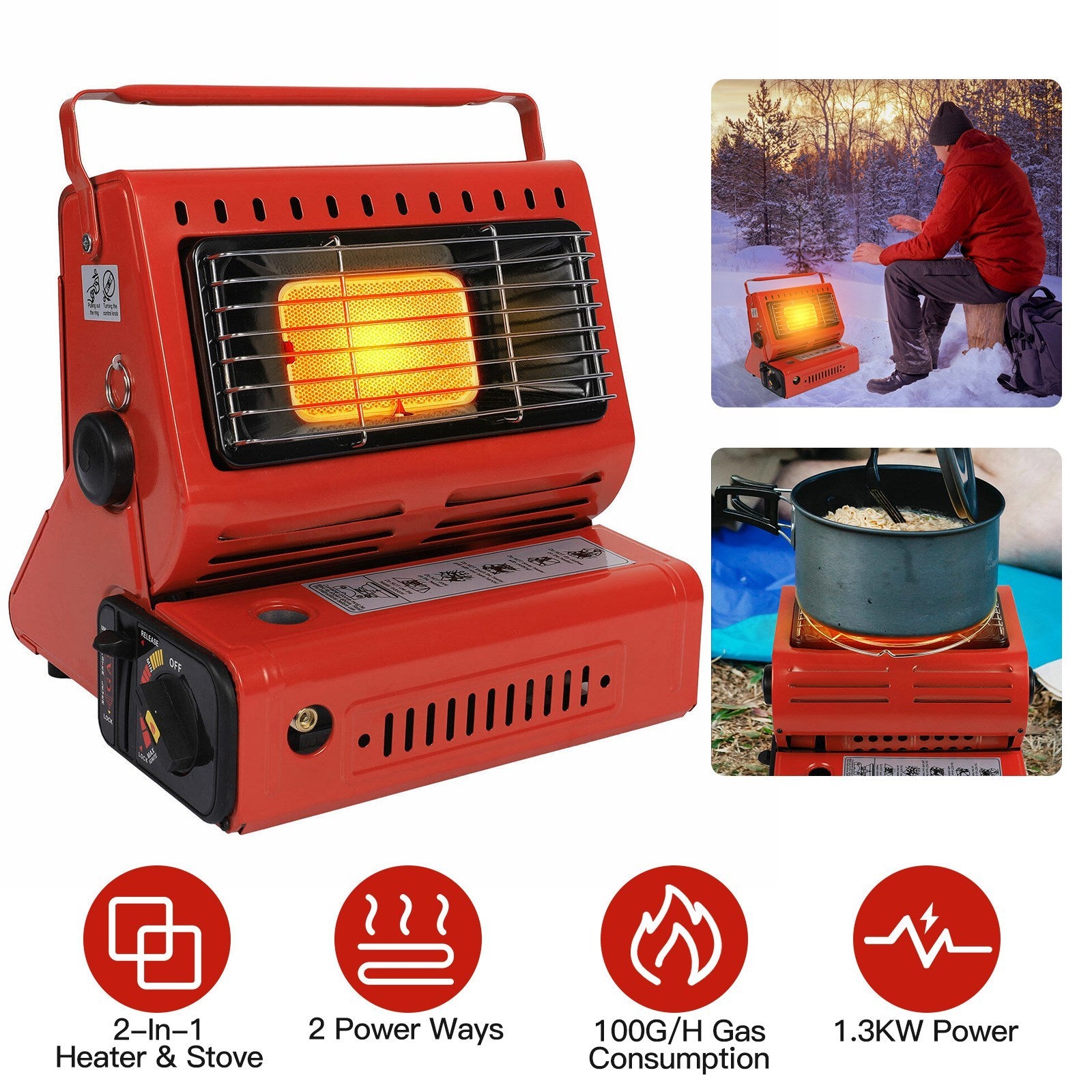 1Pc 2 In 1 Portable Butane Burner Heater