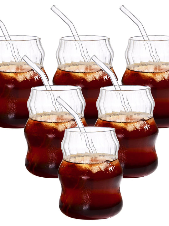 6 Pcs 19 Ounce Glass Straw Cup