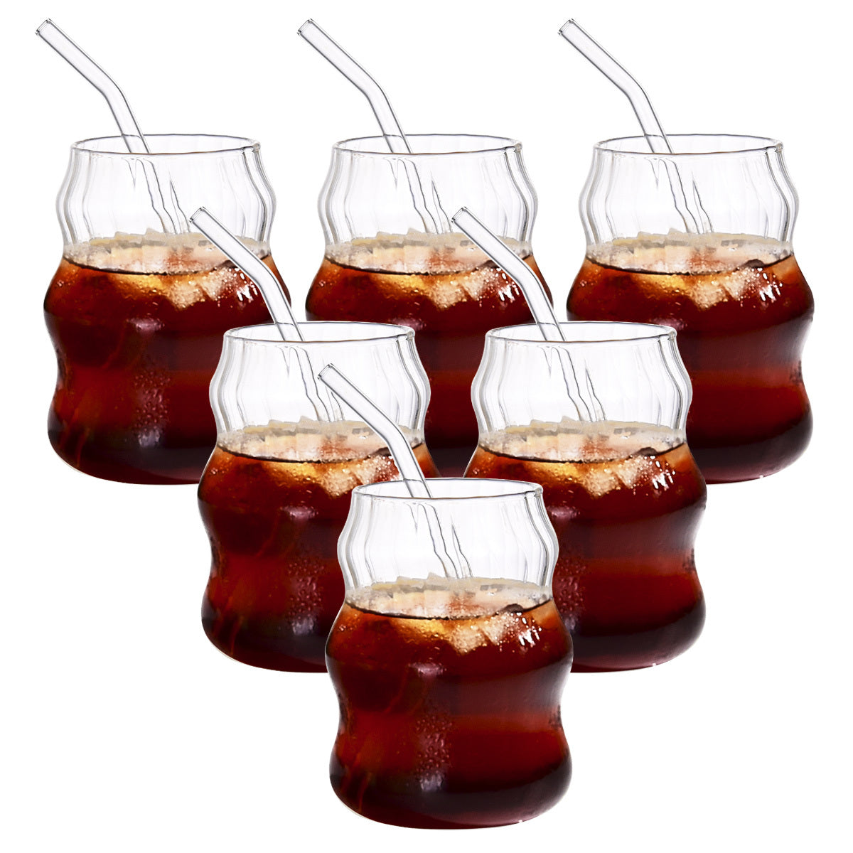 6 Pcs 19 Ounce Glass Straw Cup