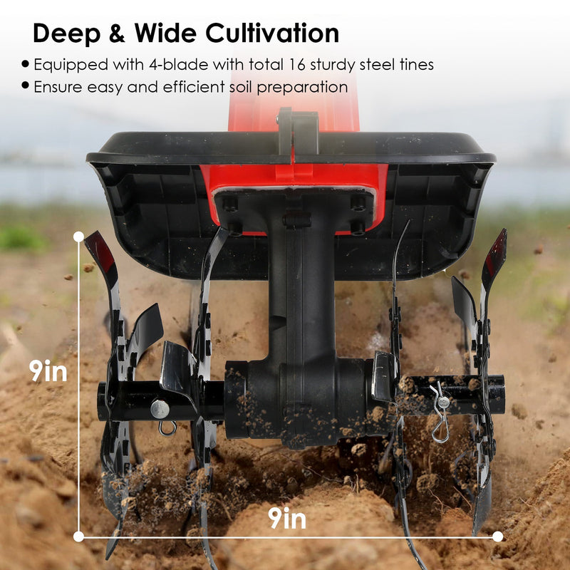 1Pc 21V Electric Cordless Tiller Cultivator Powered Garden Tiller