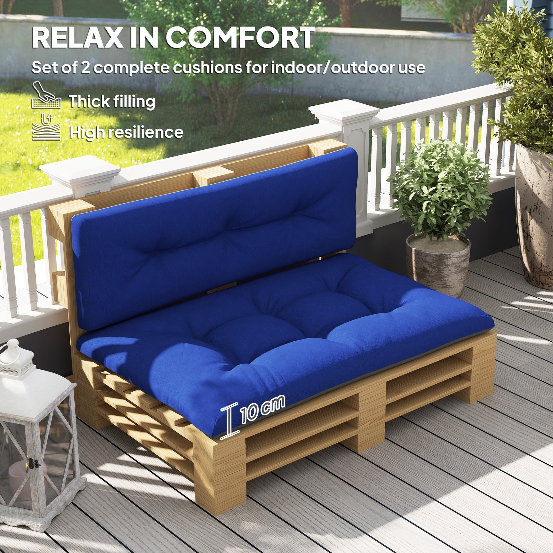 2 Seater Pallet Cushions Outdoor 3.9 Thick Replacement Cushions