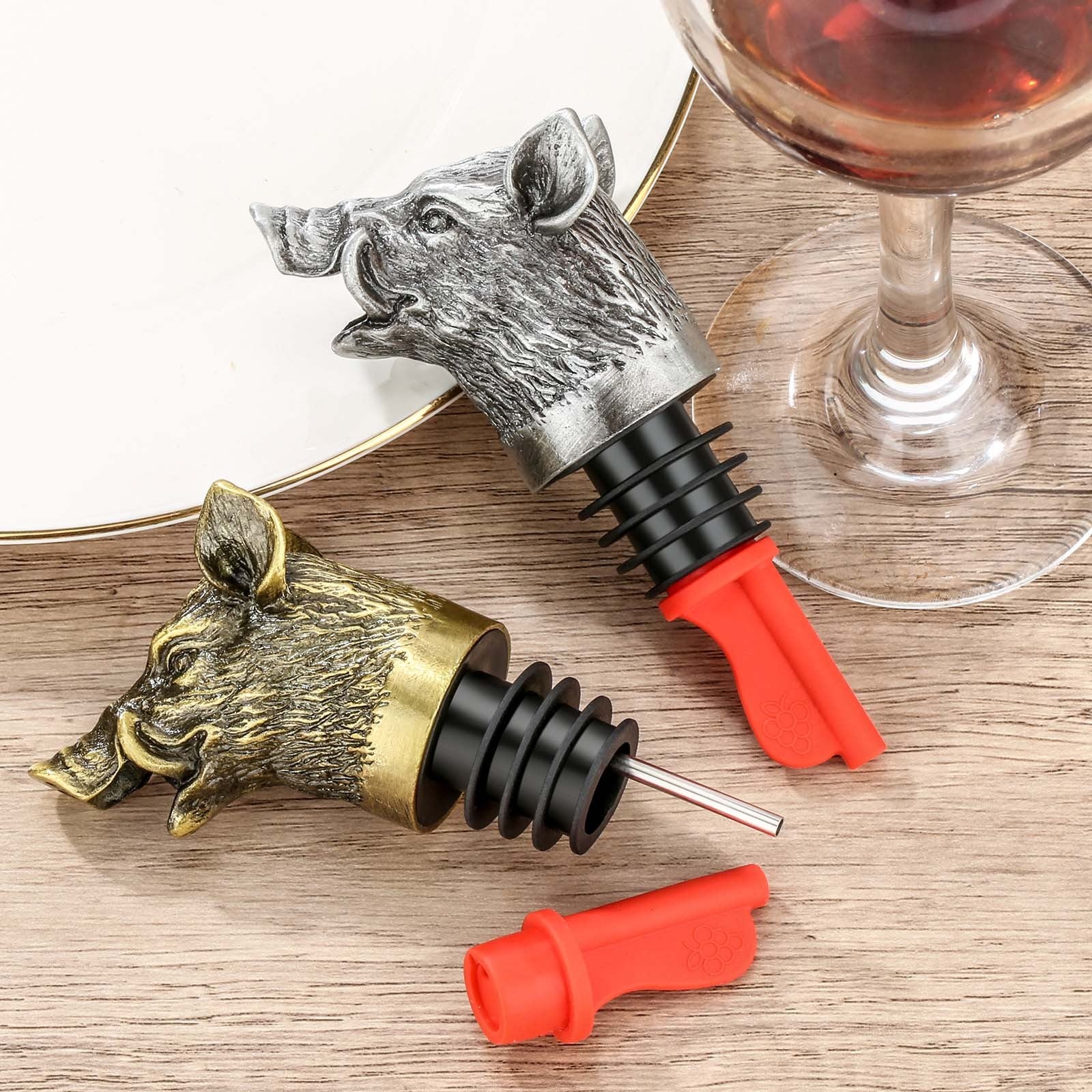 Wild Boar Head Wine Pourer - Vacuum Sealing, Wine Spout