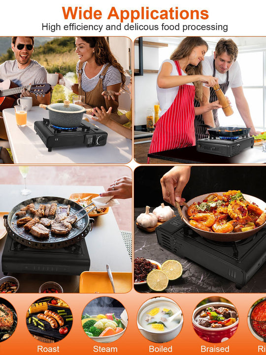 1Pc 3300W Portable Camping Stove Butane Canister Dual Fuel Burner Piezo Electric Ignition Single Burner