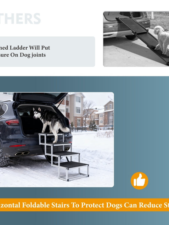 Foldable Dog Ramp For Cars, SUVs, Trucks, Portable Pet Dog Stairs For Large Dogs