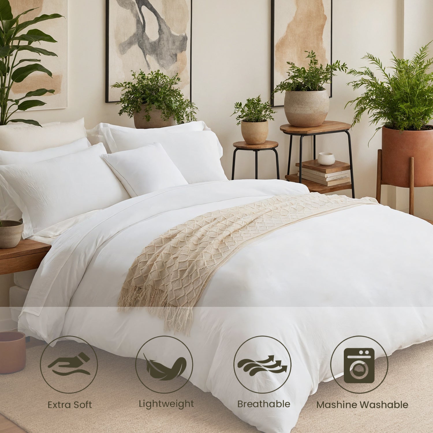 Three-piece Bedding Set With Solid Color Quilt Cover And Pillowcase
