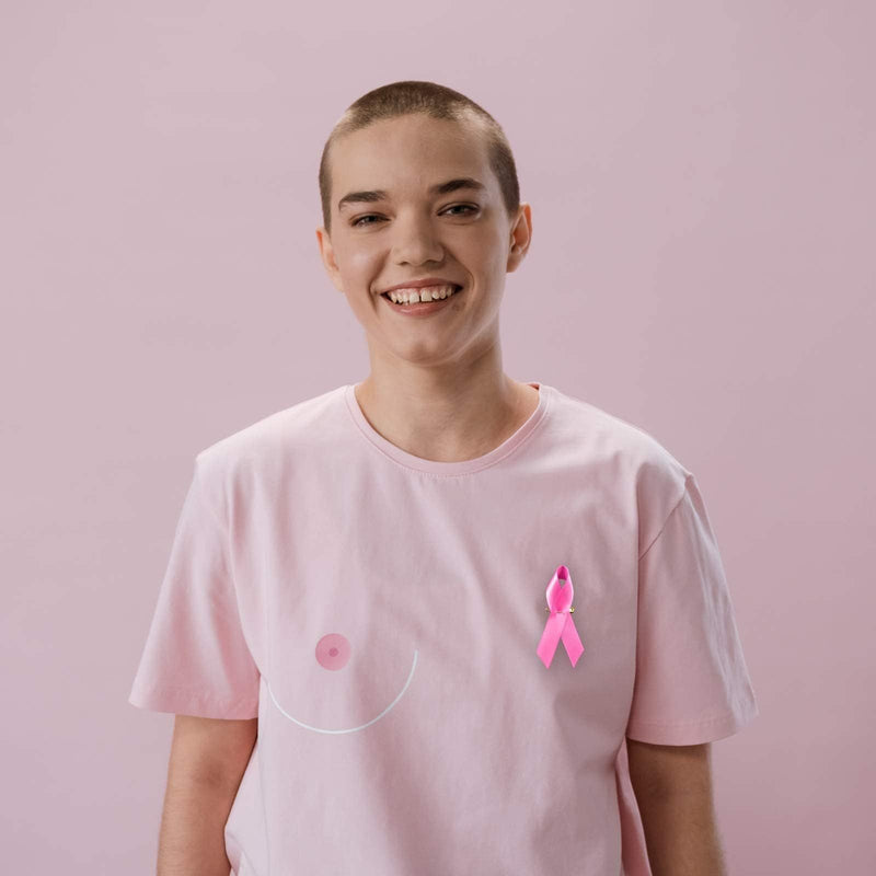 Halatool 100 Pink Ribbon Pins For Breast Cancer Awareness