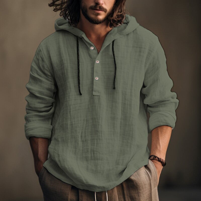 New Wish Cotton Linen Shirt Hooded Sweater