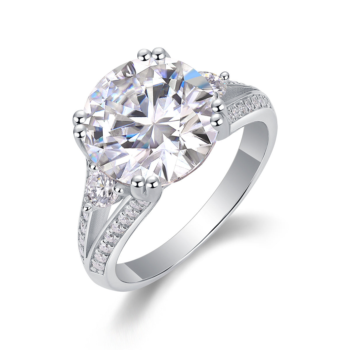Luxurious Jewelry Piece Set With 5-carat Moissanite S925 Sterling Silver And Platinum-plated Diamond