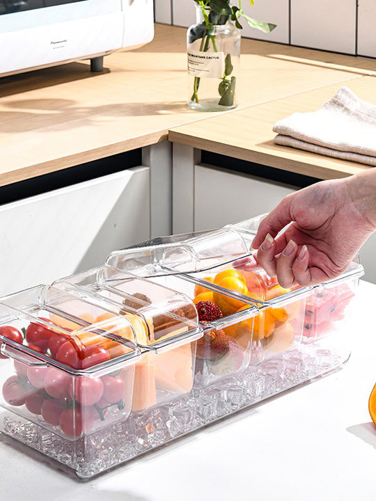 1Set Ice Chilled Condiment Caddy Serving Tray