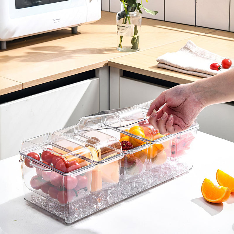 1Set Ice Chilled Condiment Caddy Serving Tray