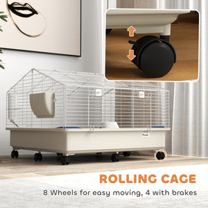 Rolling Small Animal Cage With Water Bottle