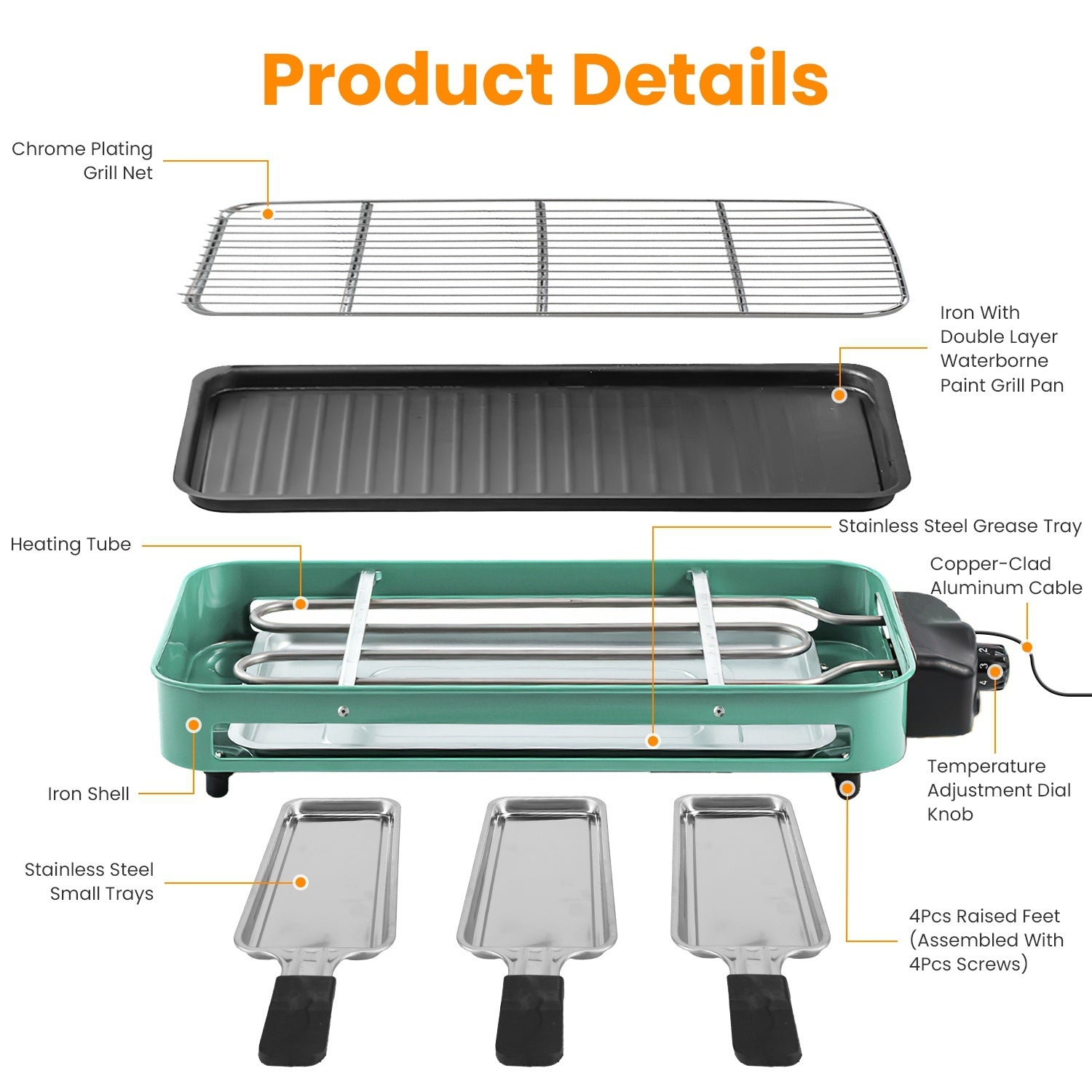 1Pc 2000W Electric Indoor Grill 2 In 1 Electric BBQ Gill