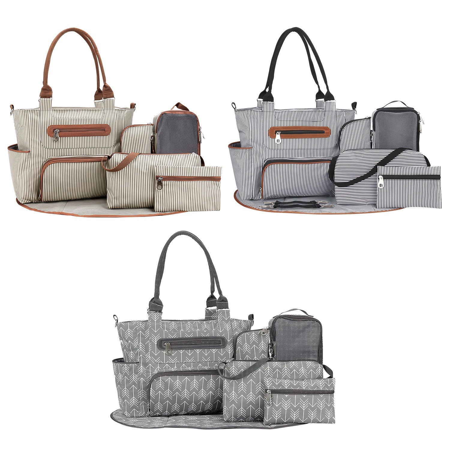 8Pcs Baby Nappy Diaper Bags Set