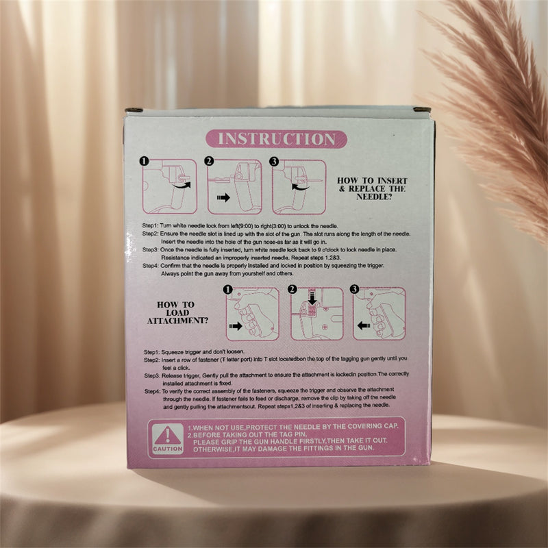 1 Count Handheld Tag Attacher Gun With 5 Counts Needles & 1000pcs Barbs Fasteners