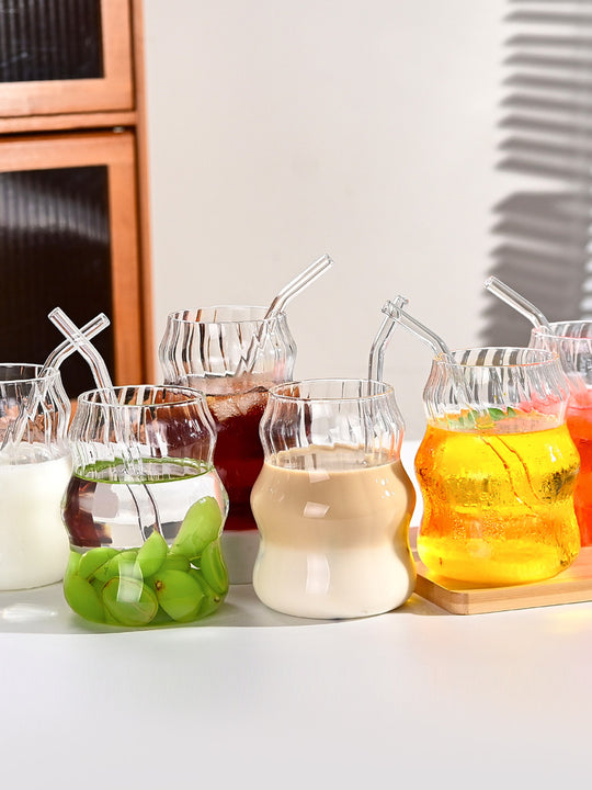 6 Pcs 19 Ounce Glass Straw Cup