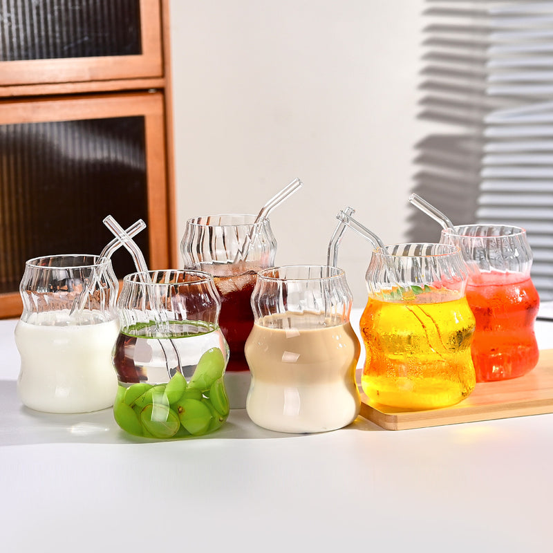 6 Pcs 19 Ounce Glass Straw Cup