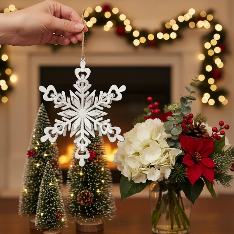 6PCS Set Iron Snowflake Christmas Tree Hanging Ornaments 6.3x1.8x6.7