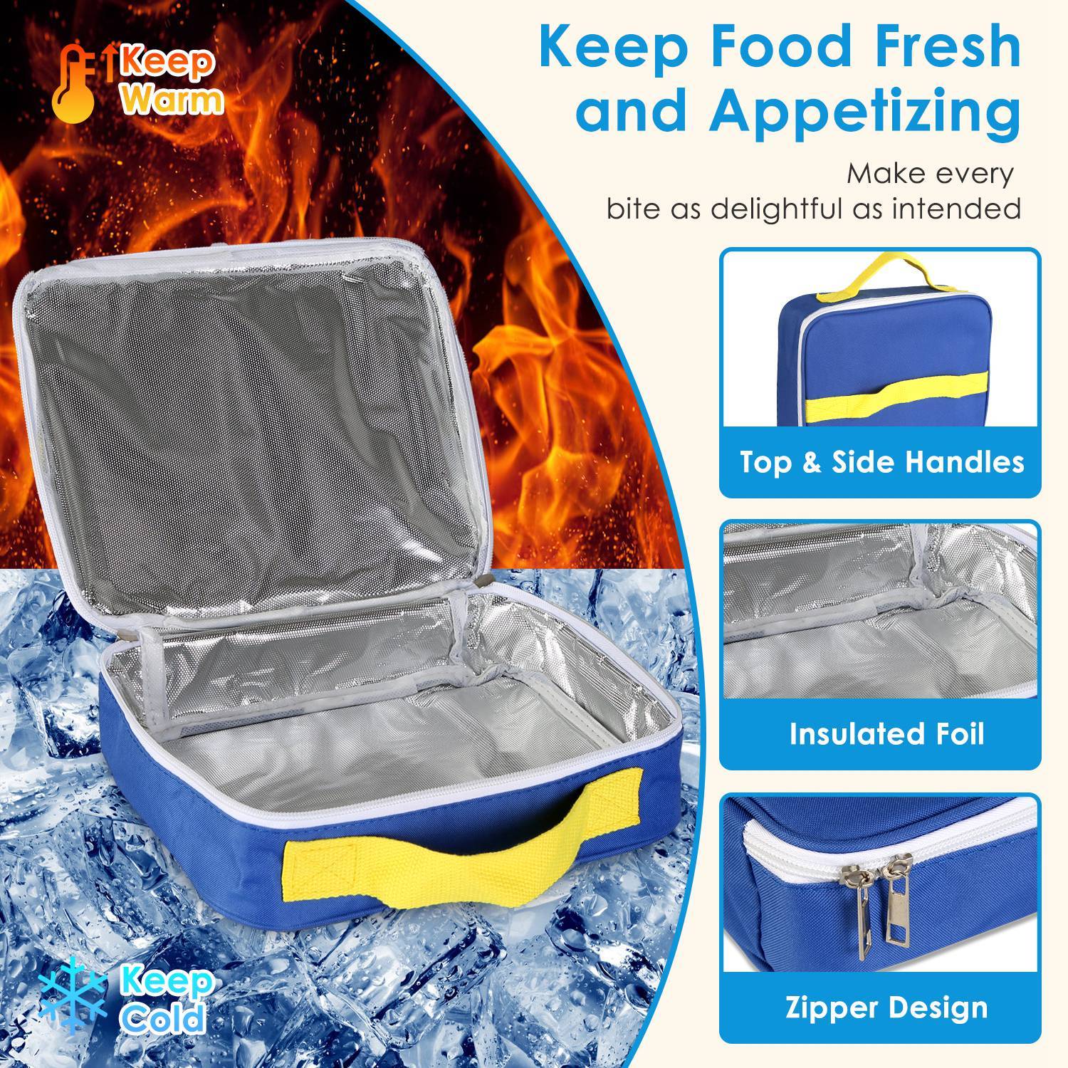 1Pc Kids Lunch Box Thermal Lunch Container With Insulated Storage Bag