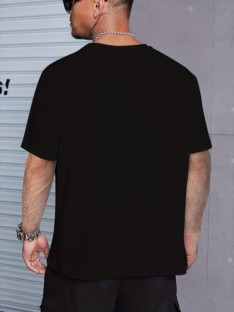 Men's Dog Print T-shirt, Casual Short Sleeved Round Neck T-shirt