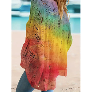 Women's Sunflower Print Sweater Hollow