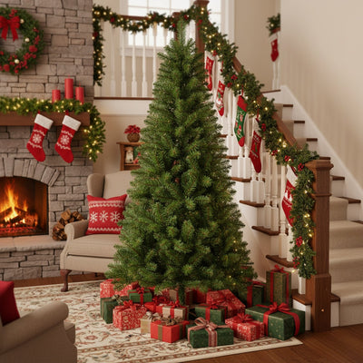 6FT Artificial Tree Natural Christmas Fake Plant
