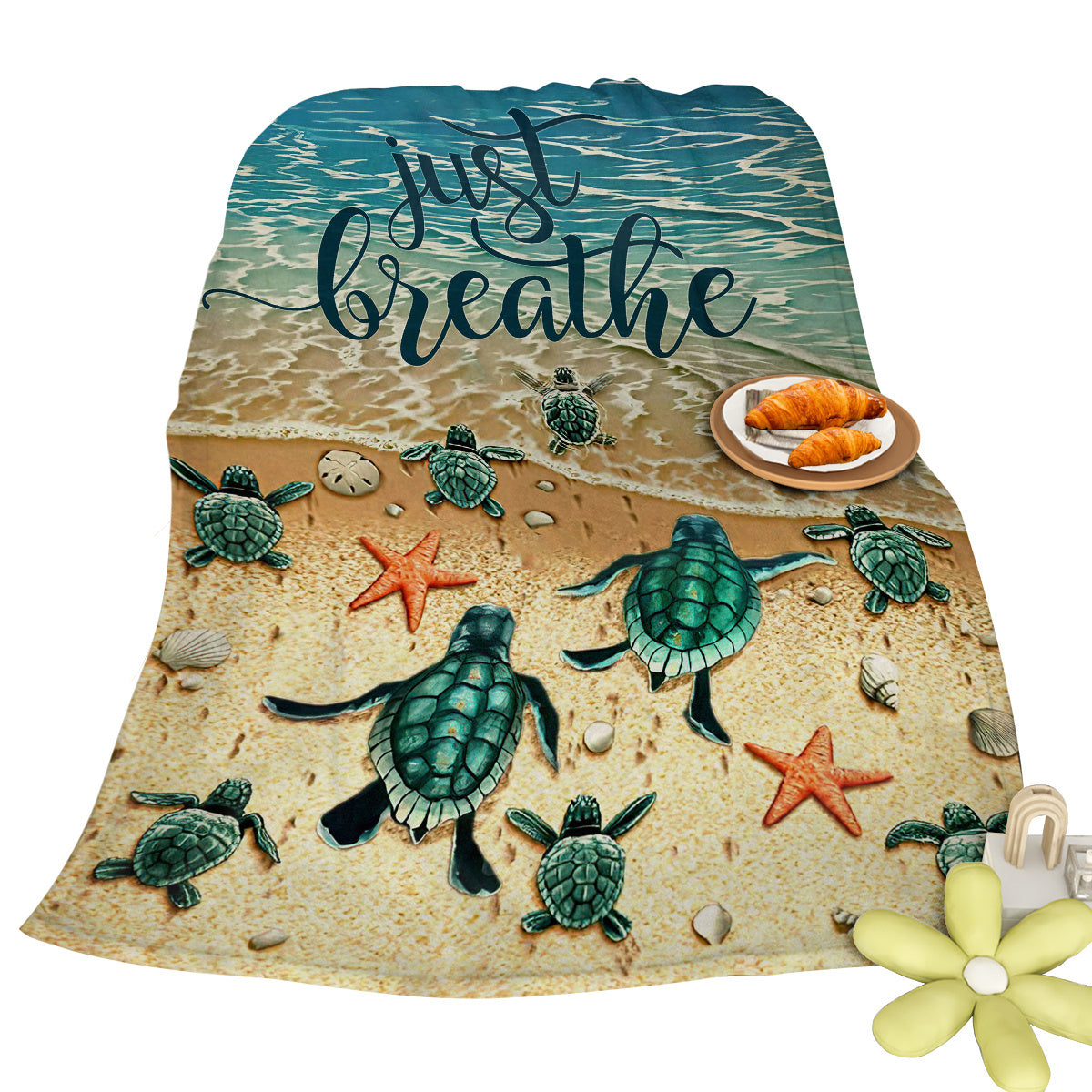 Tropical Baby Sea Turtle Flannel Fleece Blanket