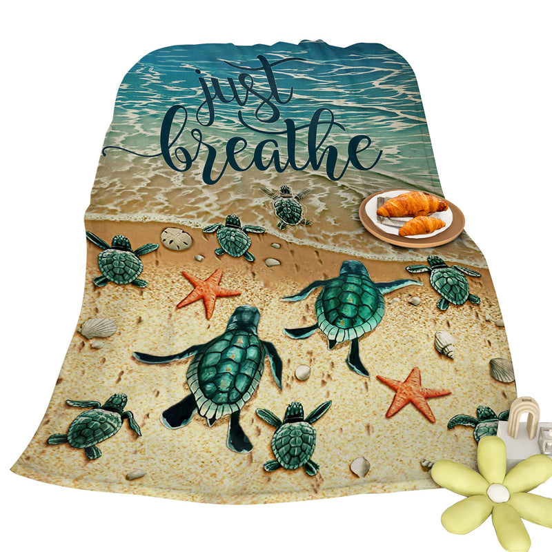 Tropical Baby Sea Turtle Flannel Fleece Blanket
